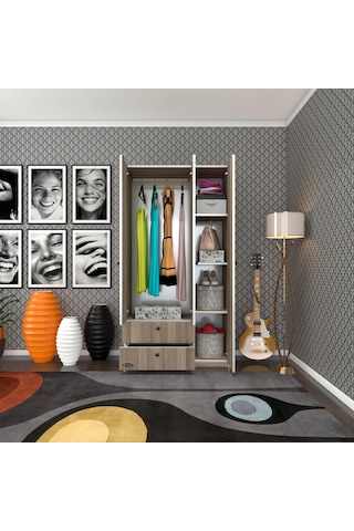 Kenzlife Gardırop 3 Kapılı Kapaklı 2 Çekmeceli Manolya Crd 173 90 42 Gardolap Dolap Ofis