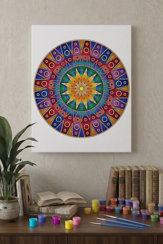 Geometrik Mandala Ahşap Boyama Seti 40x50 Cm