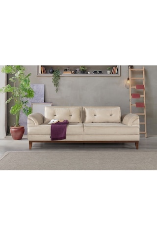 Madrid Üçlü Yataklı Kanepe Babyface Krem Koyu Krem