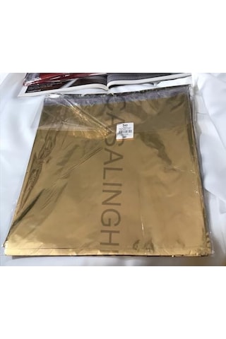 Gold Tek Renk Metalize Hediye Poşeti Bantlı 30x35 Cm 100'lü Altın Genel