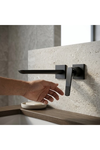 Fg-a4105 Mat Siyah Ankastre Lavabo Bataryası