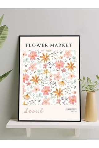 Flower Market Güney Kore Çiçek Pazarı Modern Sanat Çerçeveli Tablo - Çerçeveli Poster