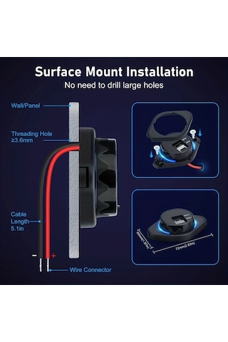 Honeybeeshop Clelo 12v Usb C Soket Çift Pd3.0 Qc3.0 24w 24v Araba Usb Portu Tip C 1 Takım