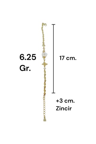 925 Ayar Gümüş Zarif Çiçek Ve Kelebek Figürlü Taşlı Kadın Bileklik Gümüş