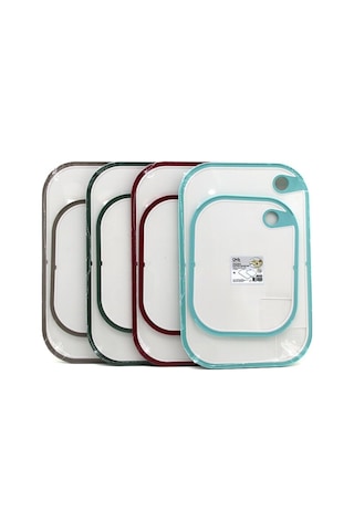 Qlux L-01009 Kitchenq Kesim Panosu 19x24cm 23.3x35.5cm 2 Adet Set Plastik Renkli Silikon Kenar - 8'li Paket Diğer