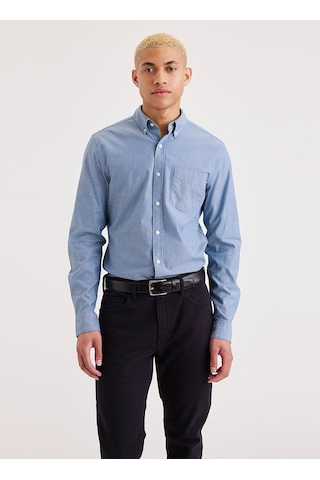 Dockers Erkek Uzun Kol Minimalist Gömlek - Günlük & İş Mavi