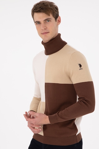 U.S. Polo Assn. Erkek Slim Fit Balıkçı Yaka Kum Kazak 50297057-VR085