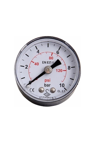Manometre 50 0-10Bar - Metal Gövdeli - Arkadan Çıkışlı - Monek