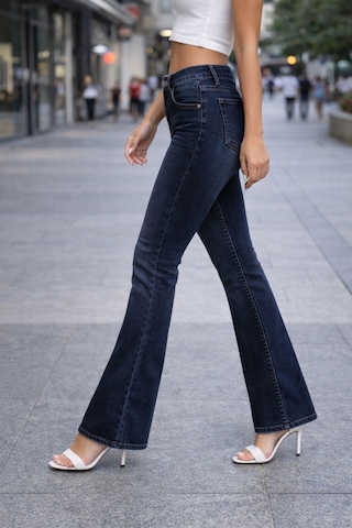 Cedy Denım Yüksek Kalite Kadın 5 Cep Düşük Bel İspanyol Paça Skinnyfit Esnek Jean Pantolon C619 Lacivert