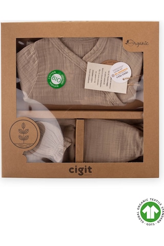Cigit Organik Hastahane Çıkışı Bebek Takımı 0-3 Ay Vizon Vizon