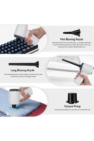 Jeehugo Aumotop Cv103 El Tipi Araç Süpürgesi: Toz Alma, Vakumlama, Üfleme, Lastik Şarj Etme, Filtreli, Type-c Şarjlı