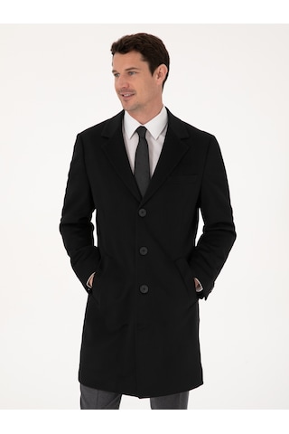 Cacharel Siyah Slim Fit %100 Kaşmir Palto