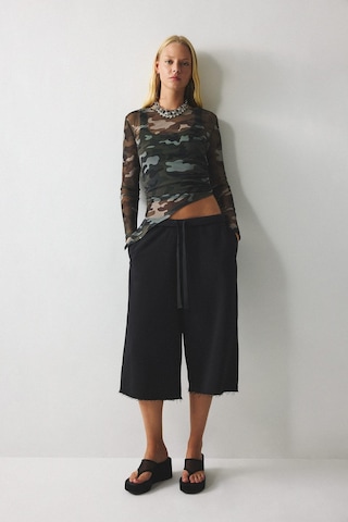 Defacto Loose Fit Beli Bağcıklı Paça Ucu Kesik Bermuda Şort I8794ax26aubk81 Siyah-bk81