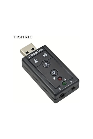 Globalbloom Siyah Tıshrıc Usb 7.1 Ses Kartı 3d Efekt Mikrofon Ses Kontrolü