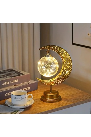 Maoyaya Ambition 1 Adet Altın Led Demir Masa Lambası Yıldız Ay/yuvarlak Sarı Işık Açık Sarı
