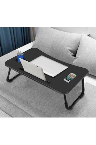 Konfeksiyon-Market Yatak Koltuk Üstü Laptop Tablet Sehpası Katlanır Siyah Ayaklı