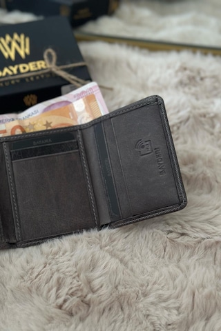 Bayderi Olis Erkek Hakiki Deri Rfid Korumalı Mıknatıs Kapamalı Kartlık Cüzdan-3528 Crazy Gri