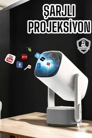 Akıllı Projeksiyon Powerbankli Taşınabilir Sinema Projektörü 4k Hd Kaliteli