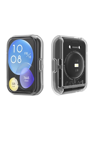 Huawei Watch Fit 2 Uyumlu Şeffaf Silikon Kasa Ve Ekran Koruyucu