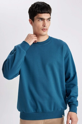 DeFacto Oversize Geniş Kalıp Bisiklet Yaka Basic Düz Sweatshirt T5139AZ24SPBE785