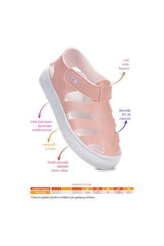Kiko Kids Limba Cırtlı Kız Çocuk Sandalet Pudra Pudra