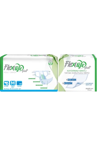 Flexi Life Hasta Bezi Bel Bantlı M 30 Adet+ Yatak Koruyu 30 Adet M