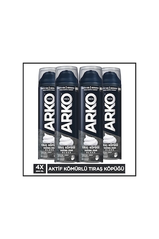 Arko Men Temizleme Etkili Aktif Kömürlü Tıraş Köpüğü Black 4x200 Ml
