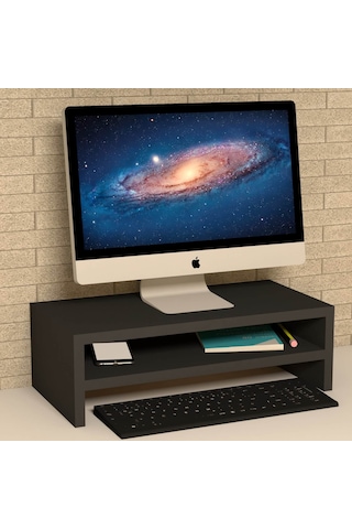 Emkawood Beliz Monitör Yükseltici Laptop Sehpası Siyah