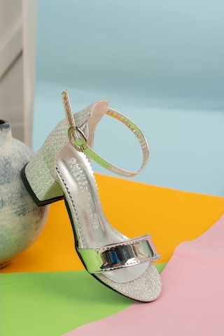 Gimer - Topuklu Tek Bant Gümüş Kız Çocuk Sandalet - Eyl1608G Gümüş