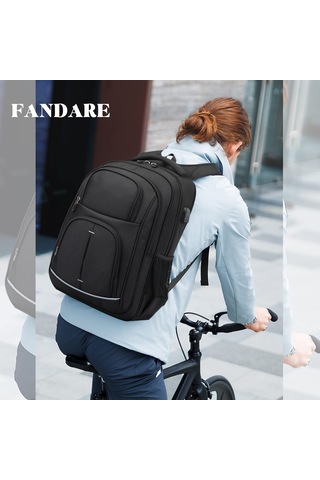 Dizüstü Bilgisayar Sırt Çantası, Erkek Okul Çantası, Usb Şarj Siyah