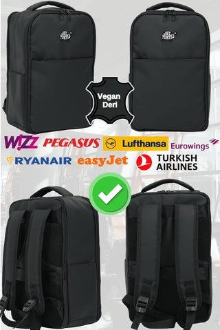 Jet Turtle Seyahat Sırt Çantası 40cm 40x25x15 Cm Pegasus, Wizz Air, Ryanair, El Valizi Koltuk Altı Valizi Vegan Deri