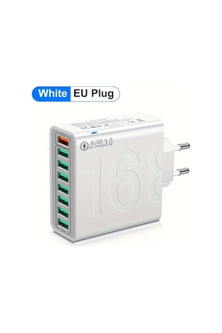 Xuweiwei Beyaz Kaxoe Cok Portlu Hizli Sarj Usb Duvar Telefon Sarj Adaptoru Qc 3 0 İphone Uyumlu Samsung BEYAZ