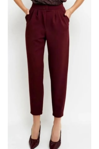 Çift Düğmeli Havuç Model Bilek Boy Kadın Kumaş Pantolon Bordo