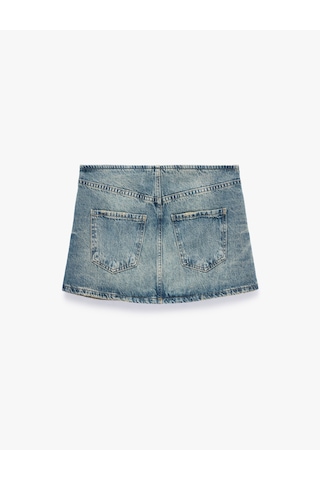 Koton Pamuklu Düğmeli Slim Fit Mini Denim Şort Etek Green Cast 7wal70008md Yeşil