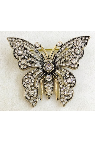 Kelebek Swarovski Taşlı Elmas Montür Yaka İğnesi Broş Sevgiliye Hediye
