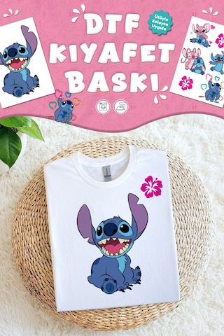 Kumaşa Baskı Yapılabilen Özel Tasarım Ütü Ile Yapışan Tekstil Dtf Baskı Görseli Stitc Temalı