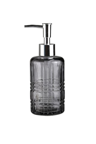 Cam Sıvı Sabunluk,kristal Desenli Gri 300ml Banyo Seti 6,8x17,6