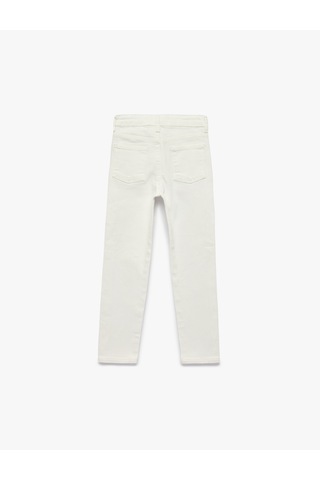 Koton Normal Bel Pamuklu Straight Jean Pantolon Beyaz 6skb40015td