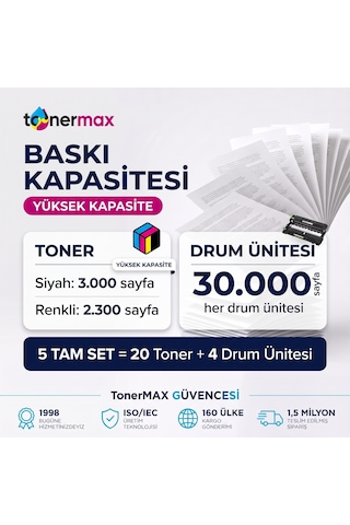 Brother Tn-279xl . Toner 5 Set + Drum Ünitesi 20 Toner + Drum - Yüksek Kapasite- Çipli / Dcp-l3520cdw / L3560cdw / Hl-l3220cw / L3240cdw / L3280cdw / Mfc-l3720cdw / L3760cdw / L3755cdw / L3780cdw / L8390cdw