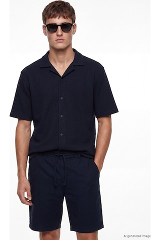 Lcw Vision Lacivert Regular Fit Resort Yaka Erkek Dokulu Gömlek