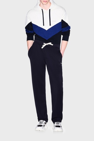 Armani Exchange % 100 Pamuk Regular Fit Kapüşonlu Sweat Erkek Sweat Xm002963 Af20934 M0378 Beyaz-lacivert Beyaz - Lacivert