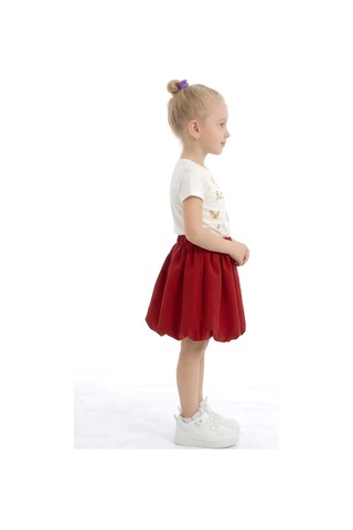 Fesshera Kids Kız Çocuk Etek Beli Lastikli Pamuklu Ve Astarlı Tül Etek Kırmızı