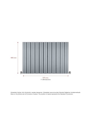 600x875mm Amber Yatay Gümüş Gri Alüminyum Radyatör Standart Bağla
