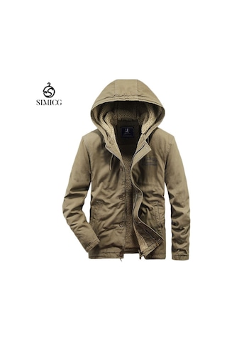 Erkek Kışlık Kalınlaştırılmış İş Kıyafetleri Pamuklu Ceket Saf Pamuklu Kapüşonlu Pamuklu Günlük Ceket Kahverengi