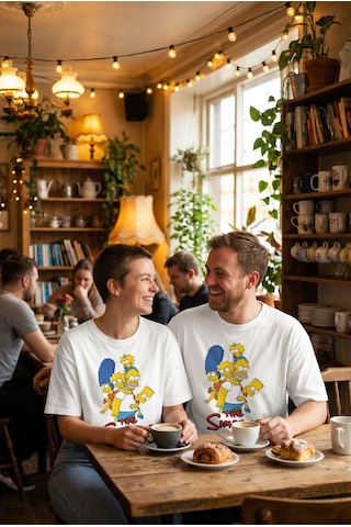 Family Bonds: The Simpsons Valentine's Day Special - Oversize T-s Beyaz