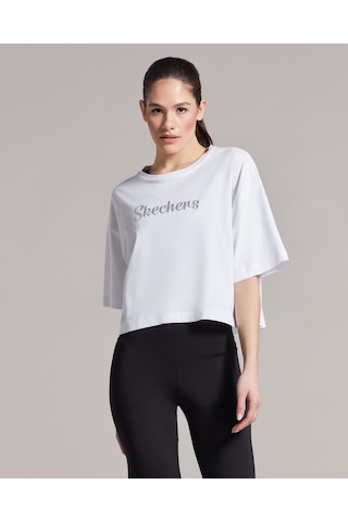 Skechers W Graphic Tee Crew Neck T-Shirt Kadın Beyaz Tshirt S231254-100 Beyaz