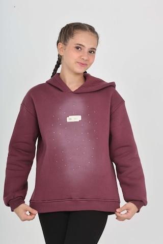 Toontoy Kız Çocuk Taş Dizaynlı Sweatshırt Mor