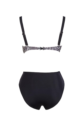 Endeep Beria Kadın Zebra Desenli Toparlayıcı Askılı Bikini Takımı Siyah