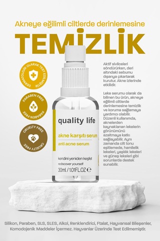 Quality Life Akne Serumu Sivilce Siyah Nokta Leke Akne Karşıtı Cilt Serumu 30 ML