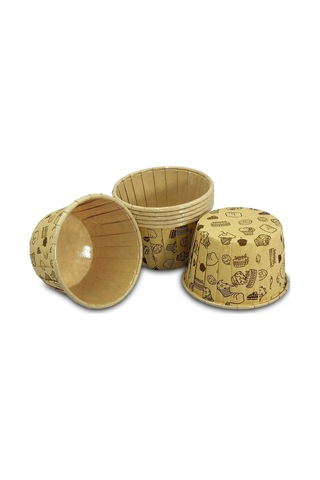 Kafem Kağıt Muffin Kek Kapsülü Desenli Kraft 50li X 5 Paket - K18 Doğal